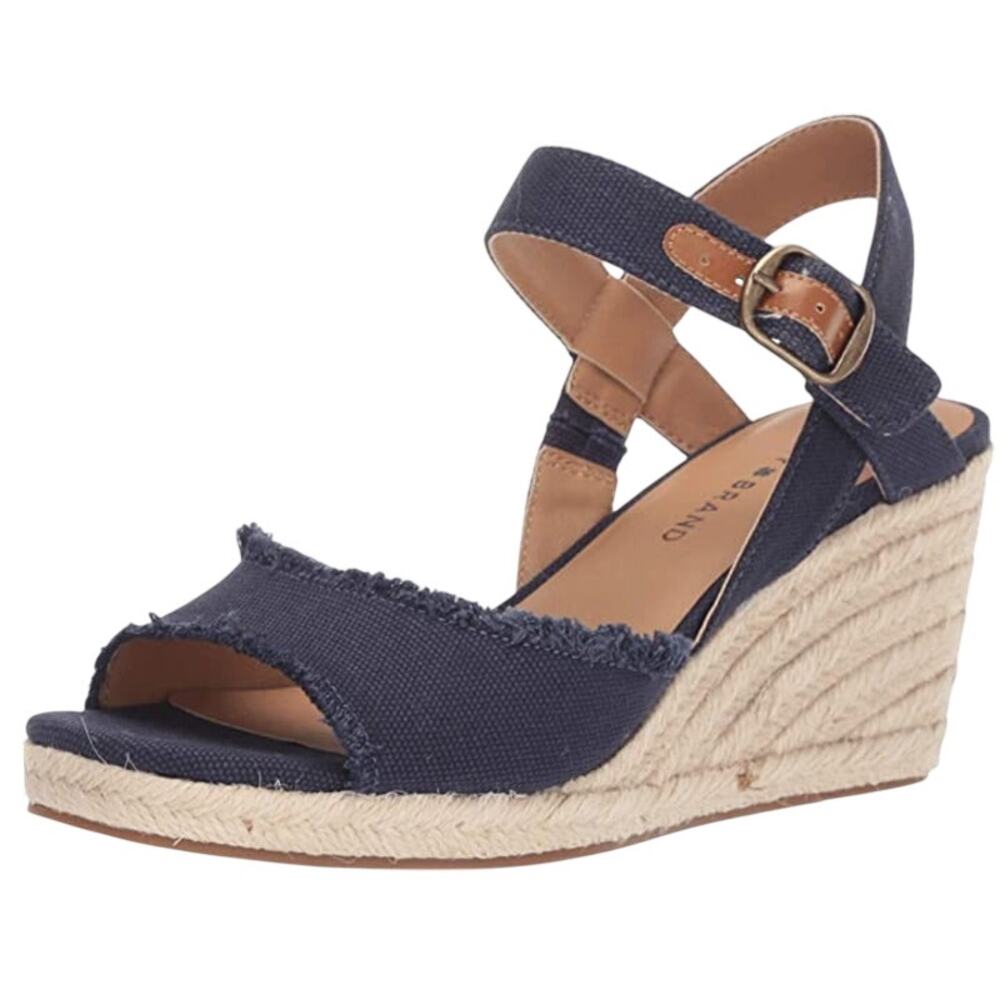 Lucky Brand Womens Mindra Espadrille Wedge Sandals Size 10 Wide Indigo Blue NIB